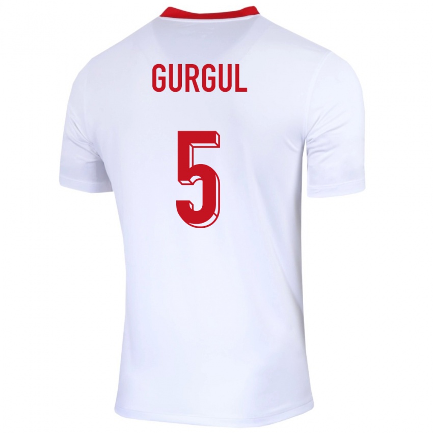 Femme Maillot Pologne Michal Gurgul #5 Blanc Tenues Domicile 24-26 T-Shirt Suisse