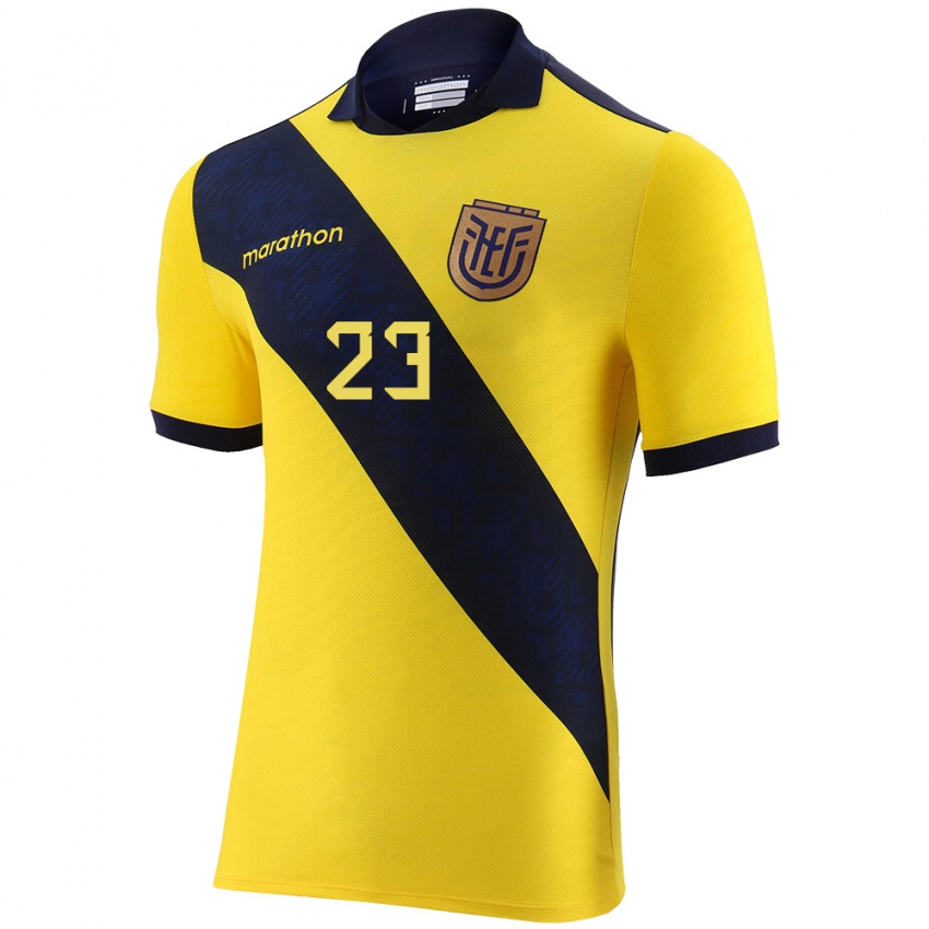 Damen Ecuador Danna Pesantez #23 Gelb Heimtrikot Trikot 24-26 T-Shirt Schweiz