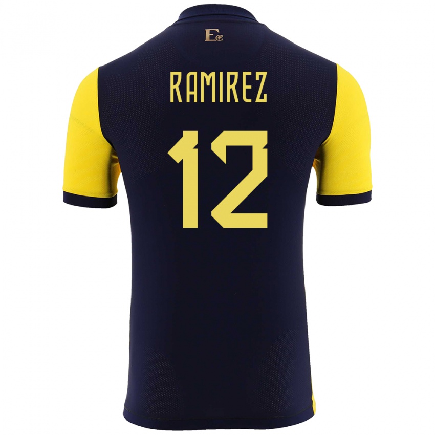 Damen Ecuador Moises Ramirez #12 Gelb Heimtrikot Trikot 24-26 T-Shirt Schweiz