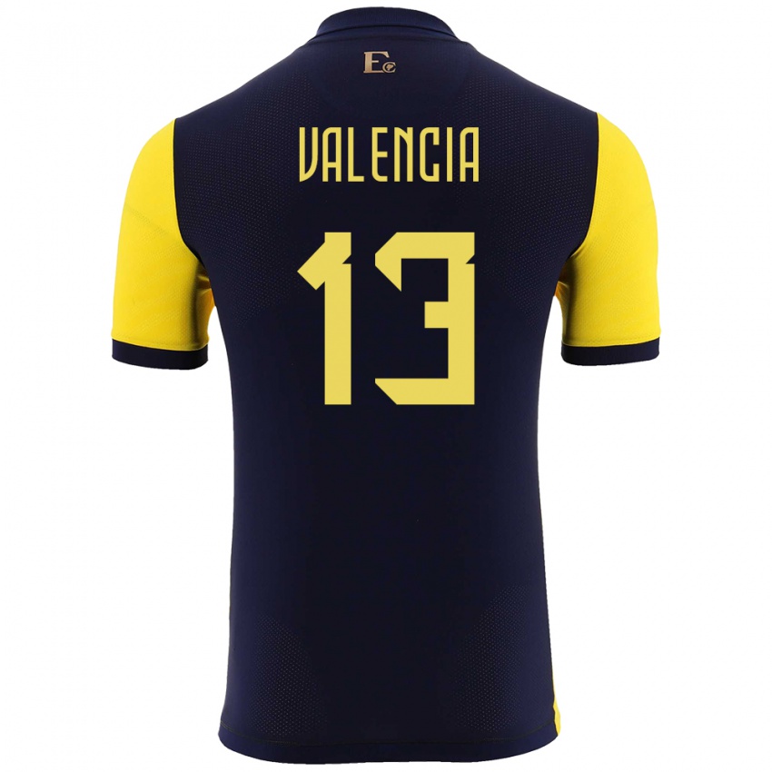 Damen Ecuador Enner Valencia #13 Gelb Heimtrikot Trikot 24-26 T-Shirt Schweiz