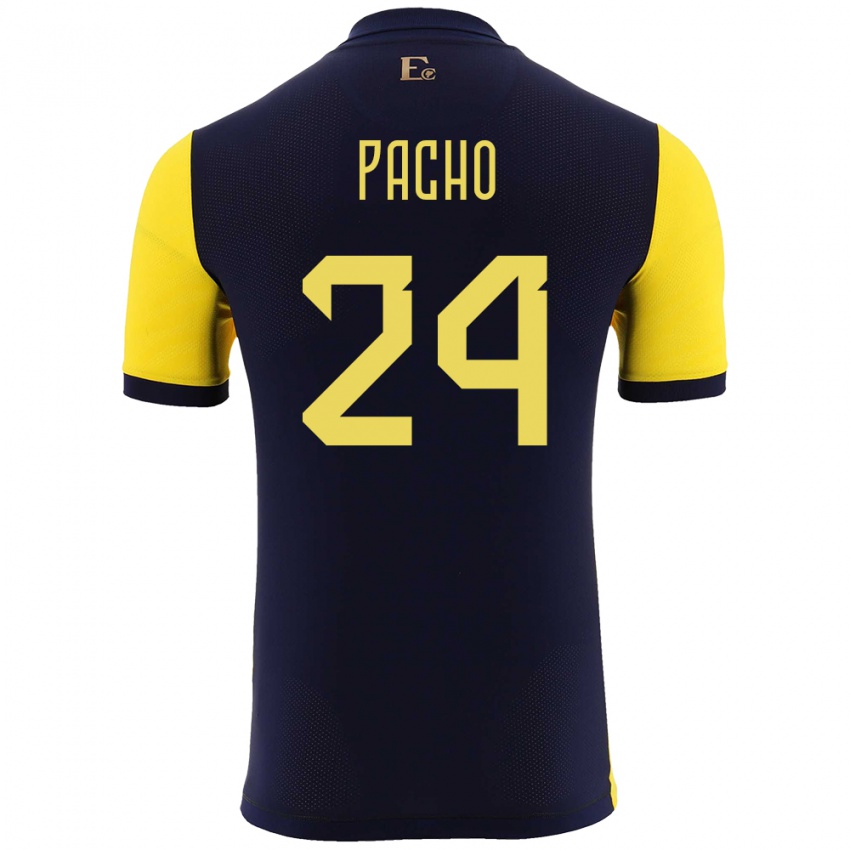 Damen Ecuador William Pacho #24 Gelb Heimtrikot Trikot 24-26 T-Shirt Schweiz