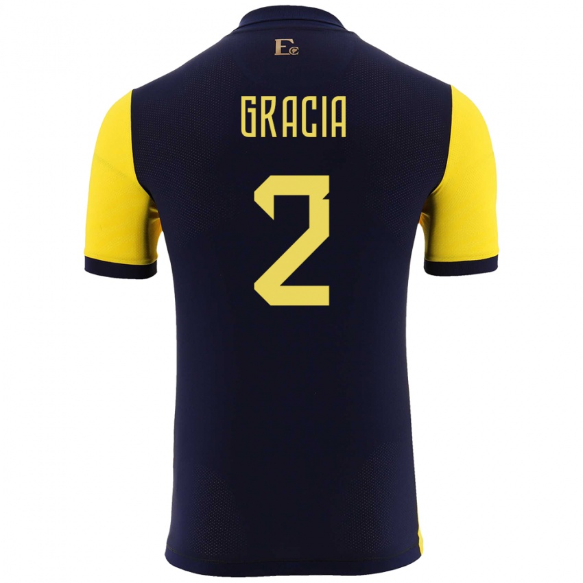 Damen Ecuador Ericka Gracia #2 Gelb Heimtrikot Trikot 24-26 T-Shirt Schweiz