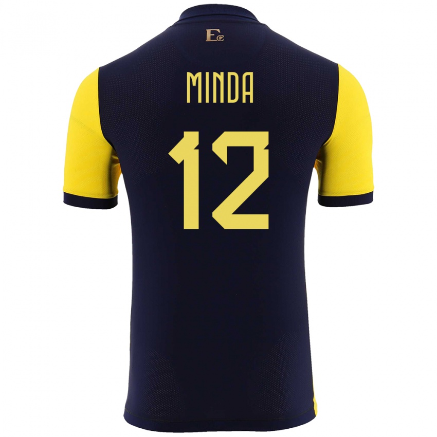 Damen Ecuador Ethan Minda #12 Gelb Heimtrikot Trikot 24-26 T-Shirt Schweiz