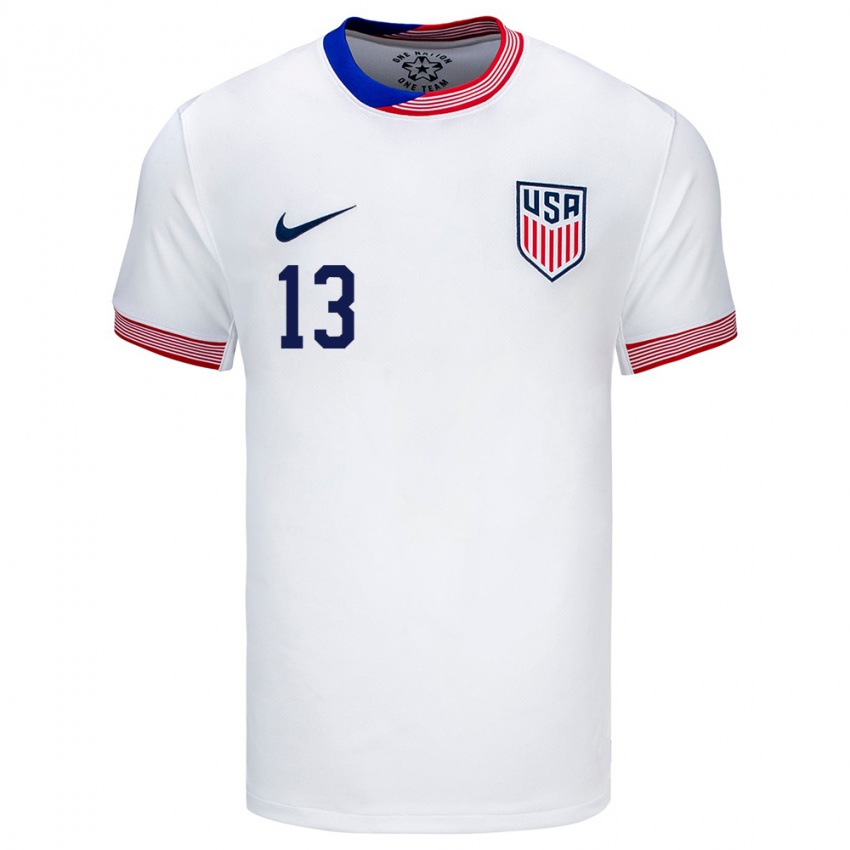 Femme Maillot États-Unis Jordan Morris #13 Blanc Tenues Domicile 24-26 T-Shirt Suisse