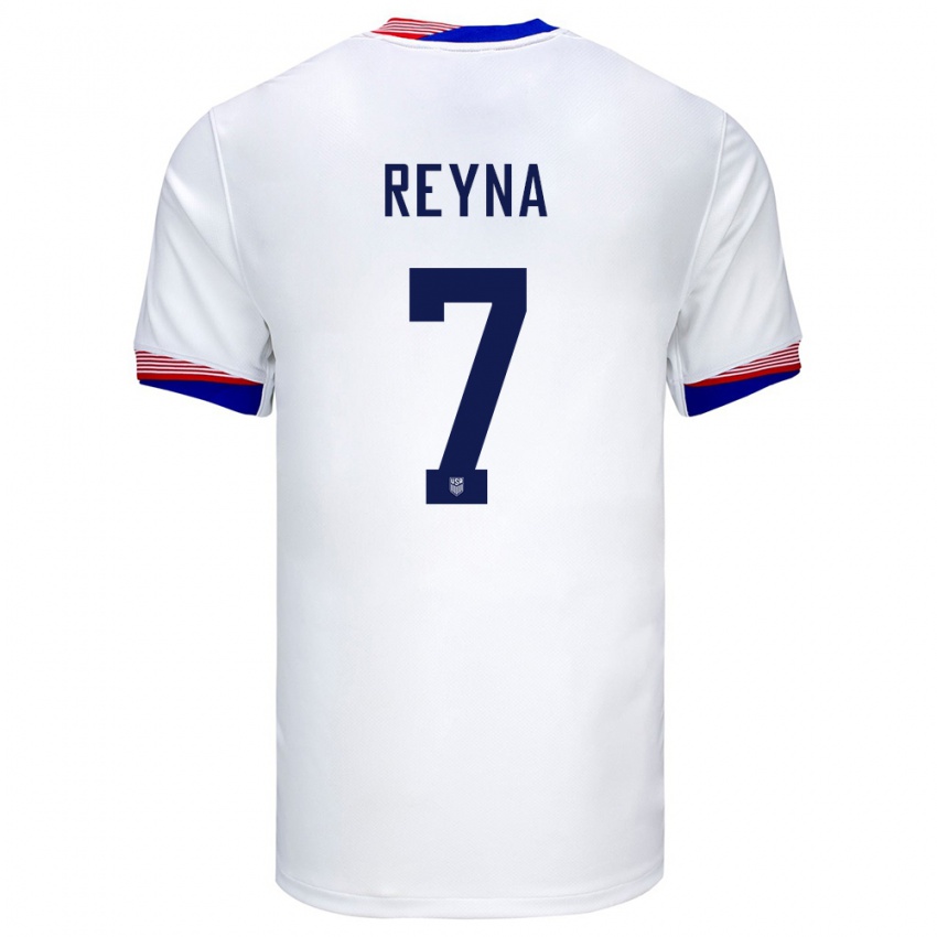 Femme Maillot États-Unis Giovanni Reyna #7 Blanc Tenues Domicile 24-26 T-Shirt Suisse