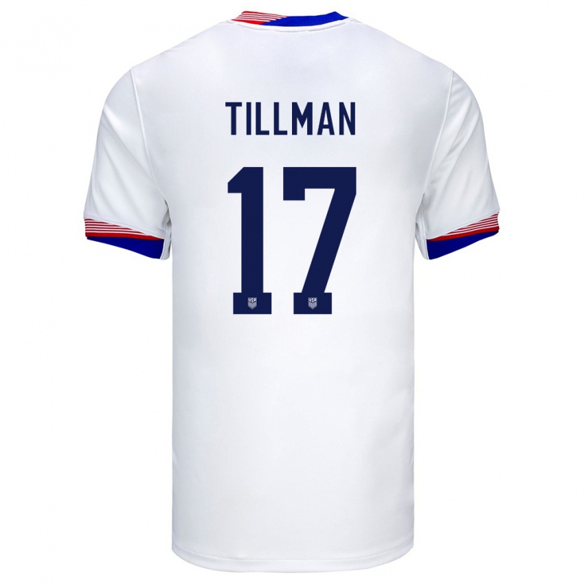 Femme Maillot États-Unis Malik Tillman #17 Blanc Tenues Domicile 24-26 T-Shirt Suisse