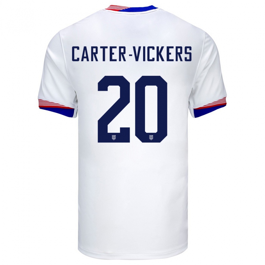 Femme Maillot États-Unis Cameron Carter-Vickers #20 Blanc Tenues Domicile 24-26 T-Shirt Suisse