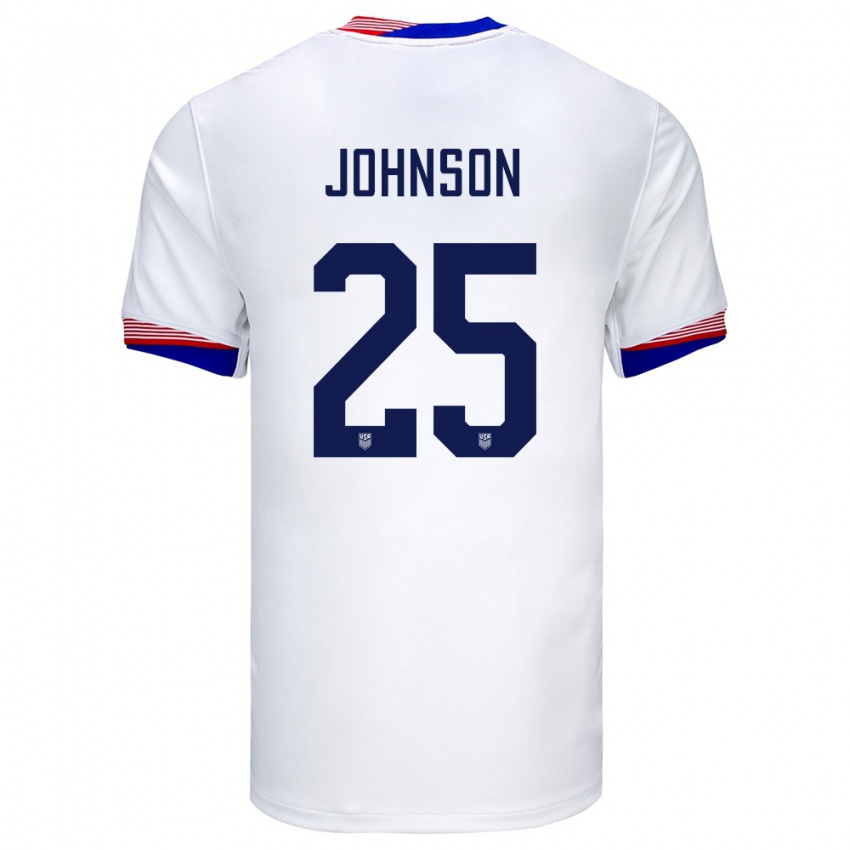 Femme Maillot États-Unis Sean Johnson #25 Blanc Tenues Domicile 24-26 T-Shirt Suisse