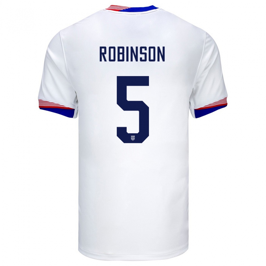 Femme Maillot États-Unis Antonee Robinson #5 Blanc Tenues Domicile 24-26 T-Shirt Suisse