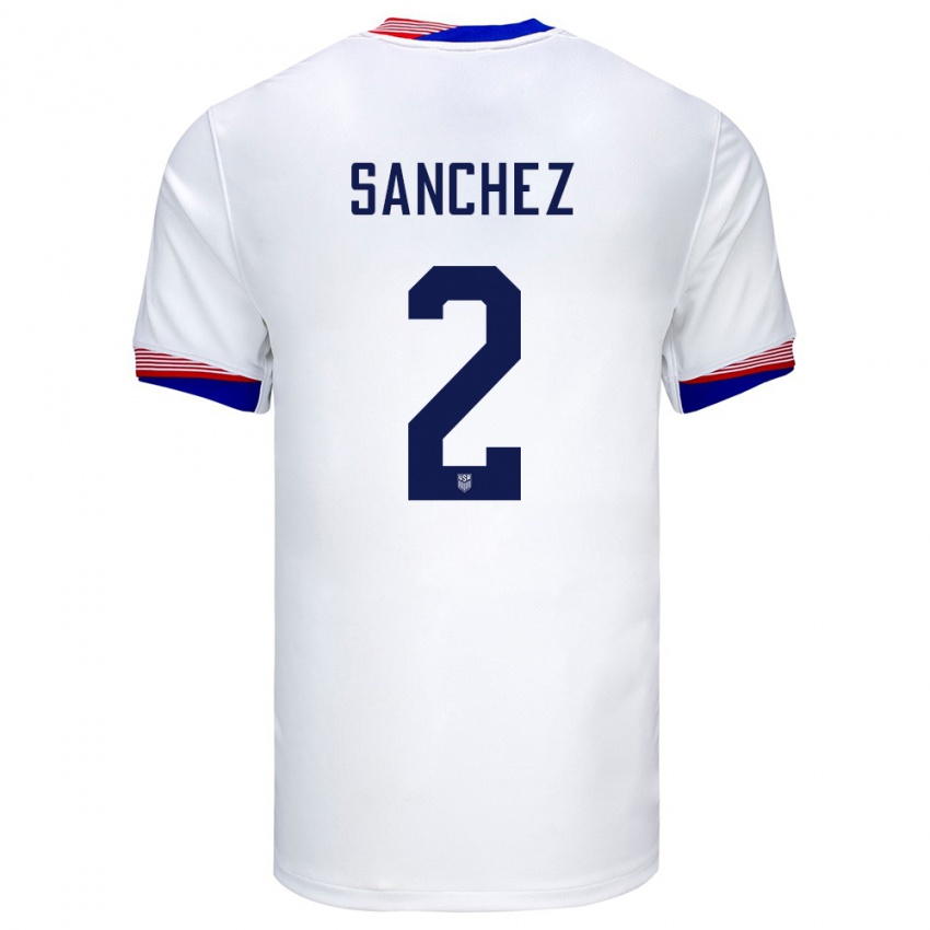 Femme Maillot États-Unis Ashley Sanchez #2 Blanc Tenues Domicile 24-26 T-Shirt Suisse