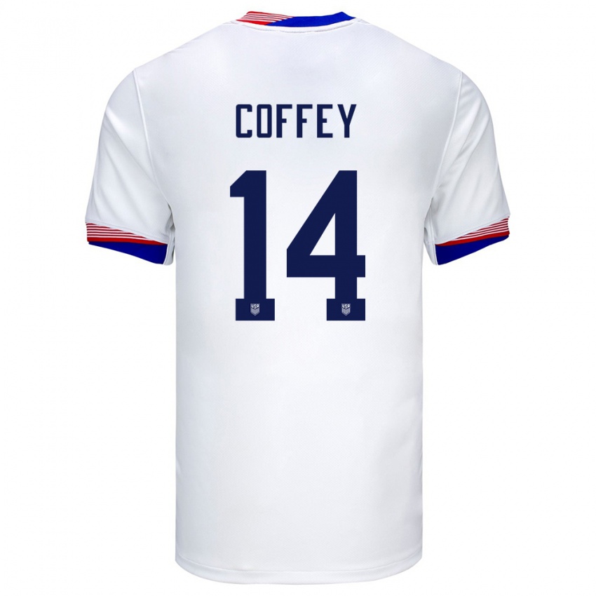 Femme Maillot États-Unis Sam Coffey #14 Blanc Tenues Domicile 24-26 T-Shirt Suisse