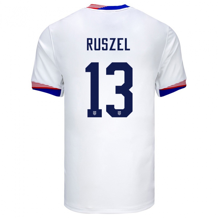 Femme Maillot États-Unis Marcel Ruszel #13 Blanc Tenues Domicile 24-26 T-Shirt Suisse