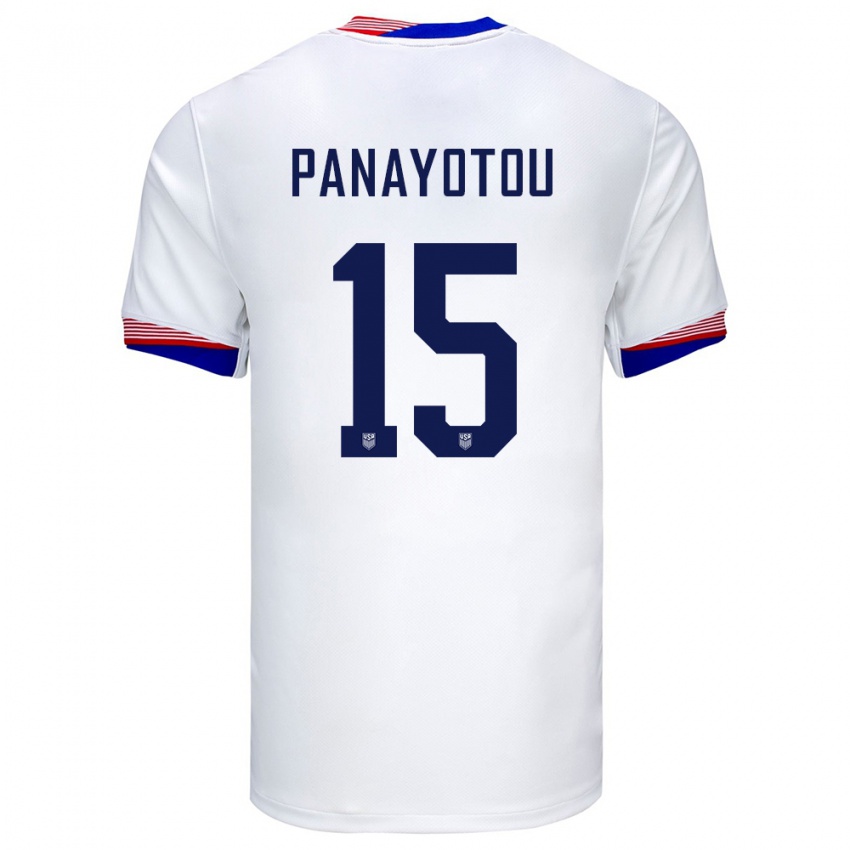 Femme Maillot États-Unis Jack Panayotou #15 Blanc Tenues Domicile 24-26 T-Shirt Suisse