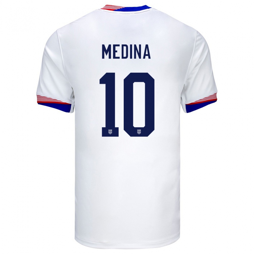 Femme Maillot États-Unis Cruz Medina #10 Blanc Tenues Domicile 24-26 T-Shirt Suisse