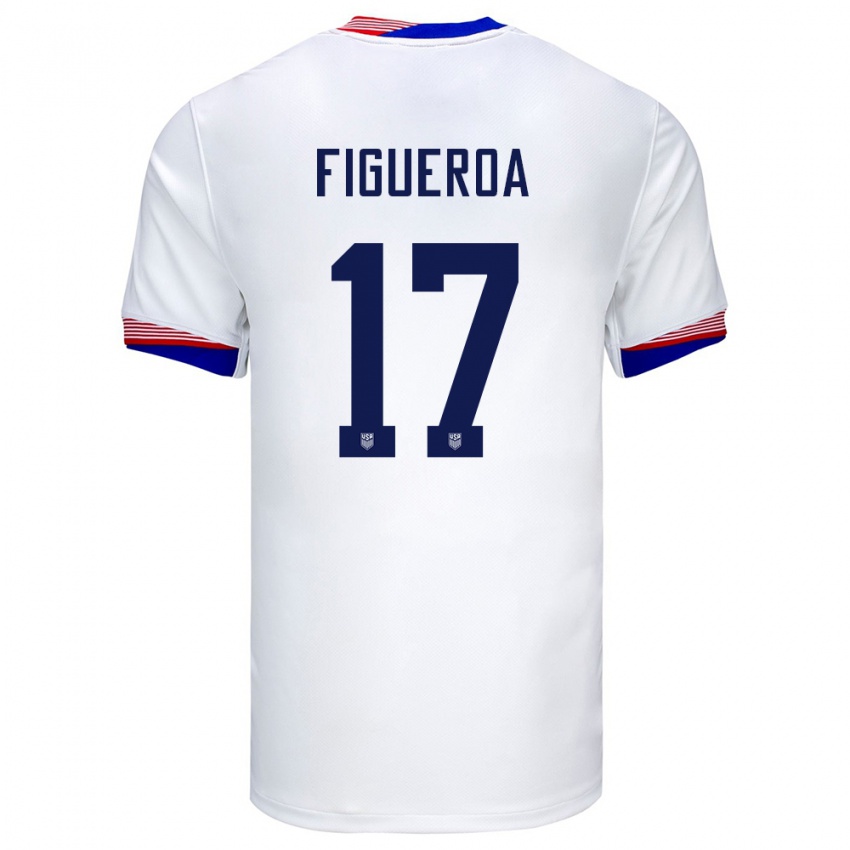 Femme Maillot États-Unis Keyrol Figueroa #17 Blanc Tenues Domicile 24-26 T-Shirt Suisse