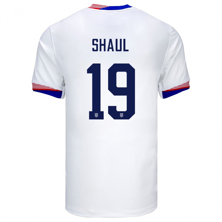 Femme Maillot États-Unis Ian Shaul #19 Blanc Tenues Domicile 24-26 T-Shirt Suisse