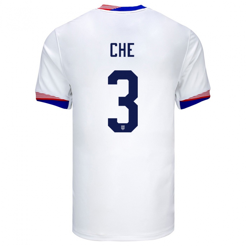 Femme Maillot États-Unis Justin Che #3 Blanc Tenues Domicile 24-26 T-Shirt Suisse