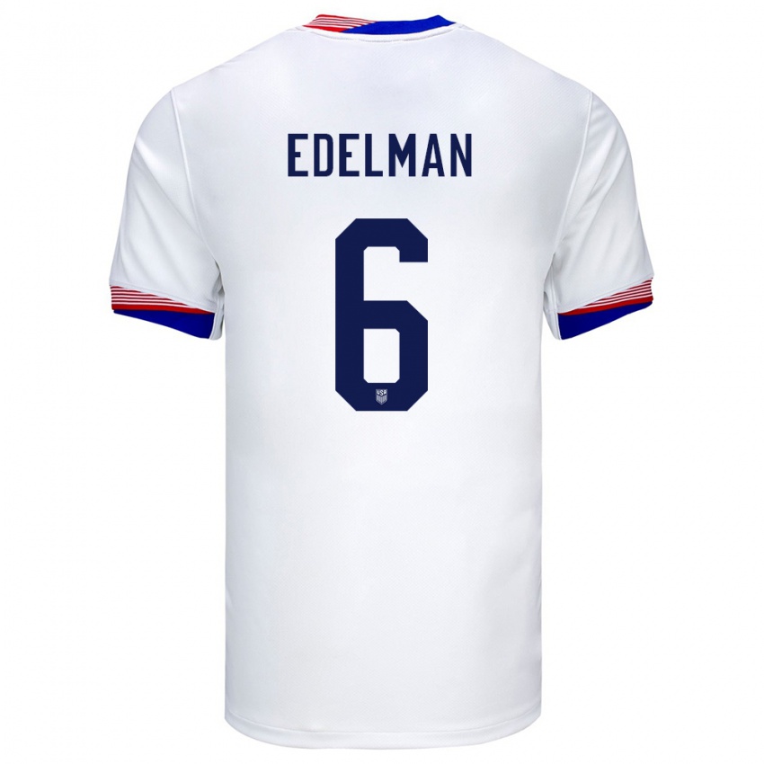 Femme Maillot États-Unis Daniel Edelman #6 Blanc Tenues Domicile 24-26 T-Shirt Suisse