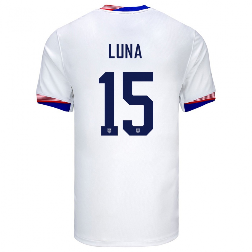 Femme Maillot États-Unis Diego Luna #15 Blanc Tenues Domicile 24-26 T-Shirt Suisse