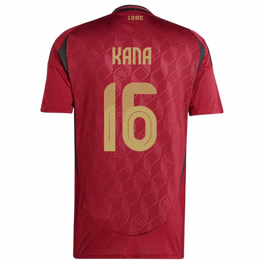 Damen Belgien Marco Kana #16 Burgund Heimtrikot Trikot 24-26 T-Shirt Schweiz