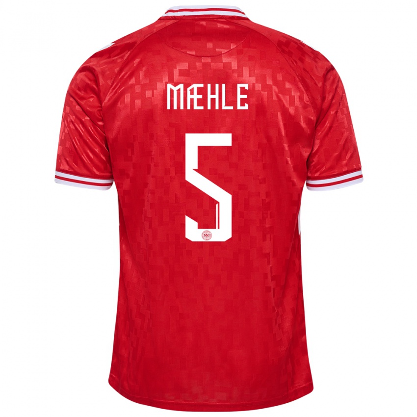 Damen Dänemark Joakim Maehle #5 Rot Heimtrikot Trikot 24-26 T-Shirt Schweiz