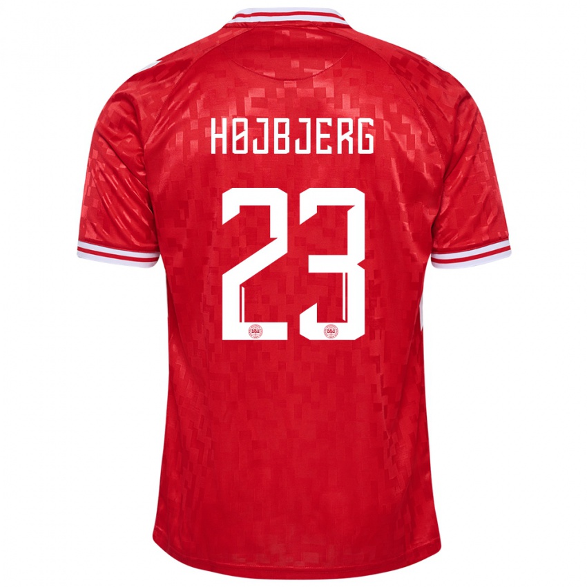 Damen Dänemark Pierre Emile Hojbjerg #23 Rot Heimtrikot Trikot 24-26 T-Shirt Schweiz