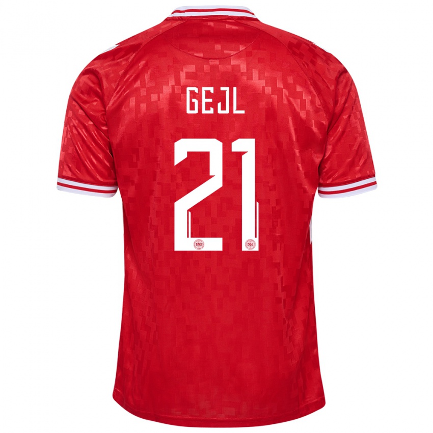 Damen Dänemark Mille Gejl #21 Rot Heimtrikot Trikot 24-26 T-Shirt Schweiz