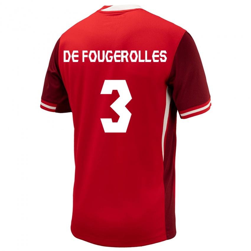 Femme Maillot Canada Luc De Fougerolles #3 Rouge Tenues Domicile 24-26 T-Shirt Suisse