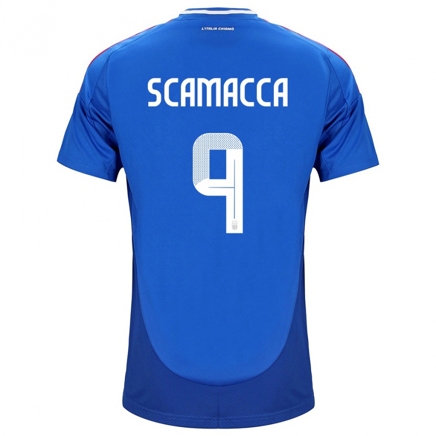 Damen Italien Gianluca Scamacca #9 Blau Heimtrikot Trikot 24-26 T-Shirt Schweiz