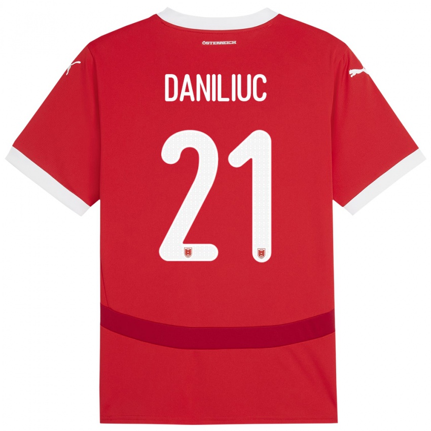 Damen Österreich Flavius Daniliuc #21 Rot Heimtrikot Trikot 24-26 T-Shirt Schweiz