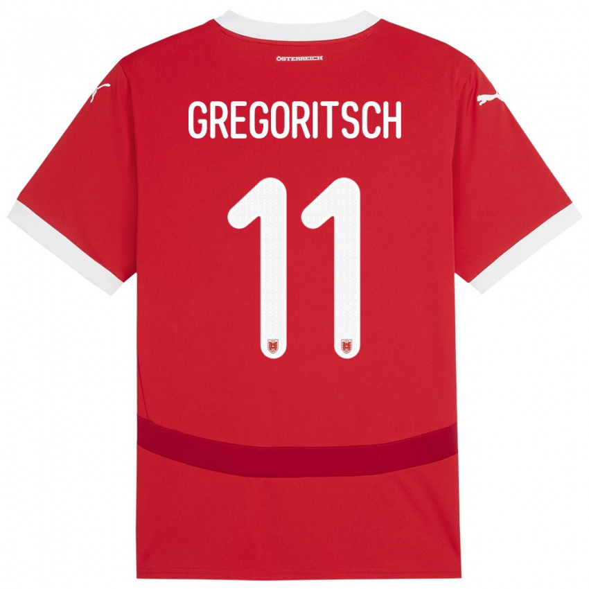 Damen Österreich Michael Gregoritsch #11 Rot Heimtrikot Trikot 24-26 T-Shirt Schweiz