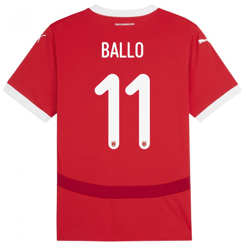 Damen Österreich Thierno Ballo #11 Rot Heimtrikot Trikot 24-26 T-Shirt Schweiz