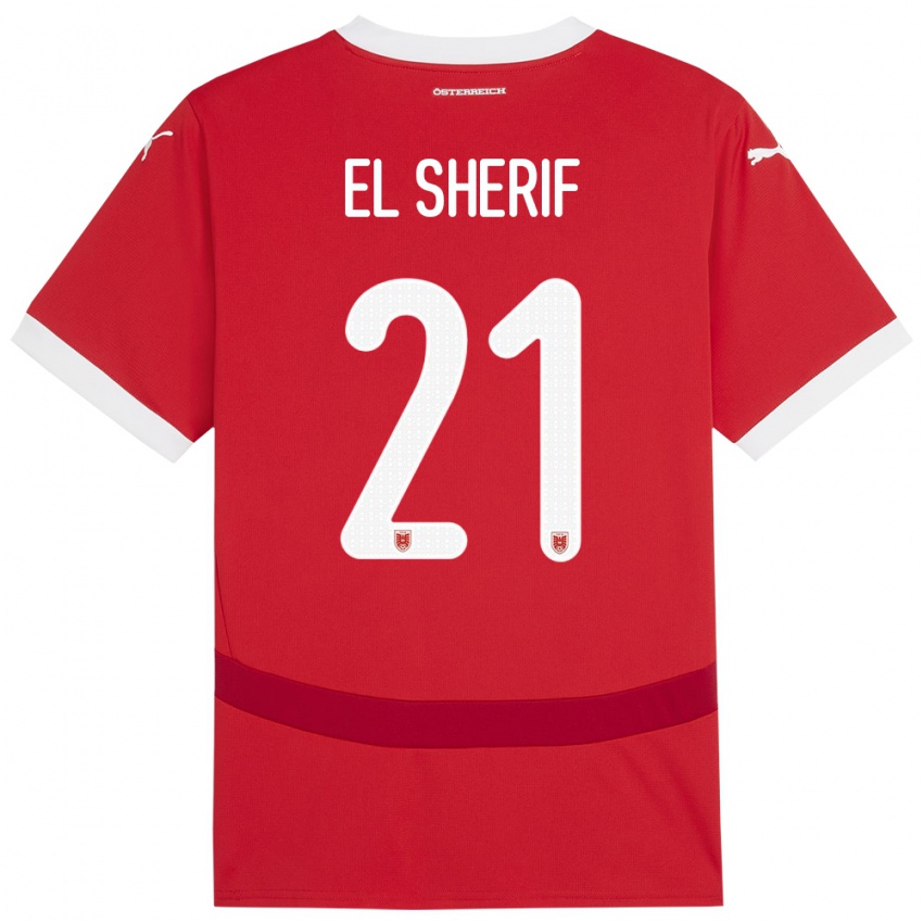 Damen Österreich Mariella El Sherif #21 Rot Heimtrikot Trikot 24-26 T-Shirt Schweiz