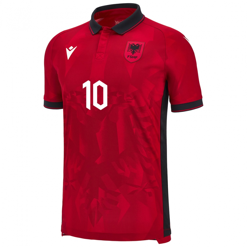 Damen Albanien Adrion Pajaziti #10 Rot Heimtrikot Trikot 24-26 T-Shirt Schweiz