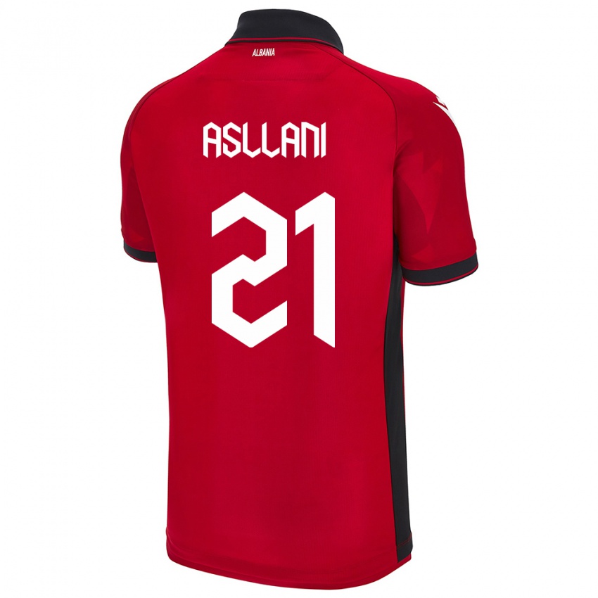 Damen Albanien Kristjan Asllani #21 Rot Heimtrikot Trikot 24-26 T-Shirt Schweiz