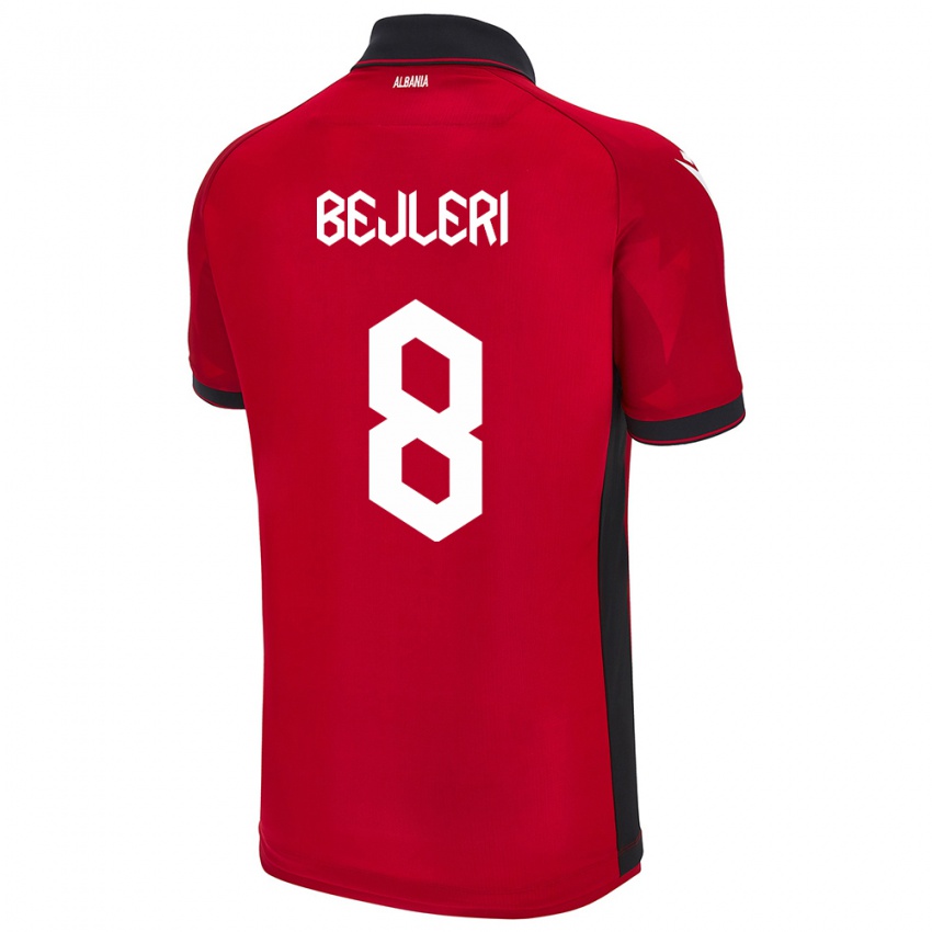 Damen Albanien Markela Bejleri #8 Rot Heimtrikot Trikot 24-26 T-Shirt Schweiz