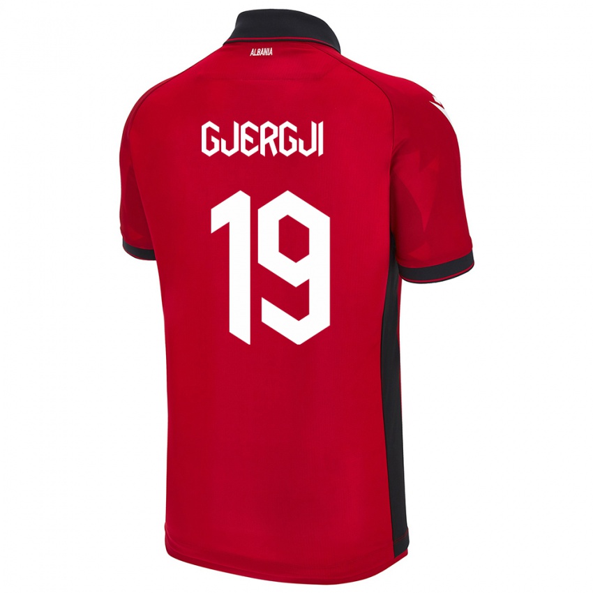 Damen Albanien Matilda Gjergji #19 Rot Heimtrikot Trikot 24-26 T-Shirt Schweiz