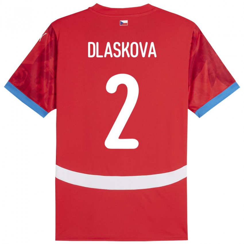 Damen Tschechien Anna Dlasková #2 Rot Heimtrikot Trikot 24-26 T-Shirt Schweiz