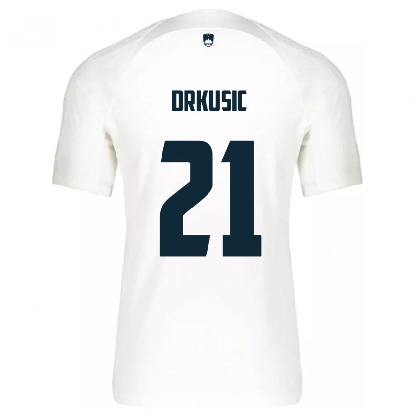 Damen Slowenien Vanja Drkusic #21 Weiß Heimtrikot Trikot 24-26 T-Shirt Schweiz