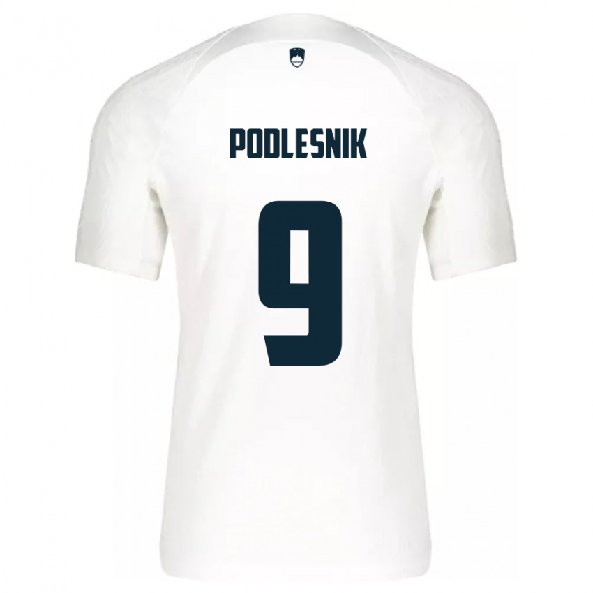 Damen Slowenien Nik Podlesnik #9 Weiß Heimtrikot Trikot 24-26 T-Shirt Schweiz