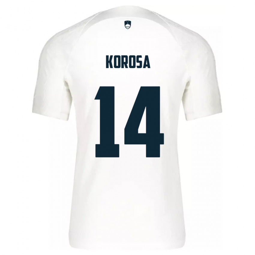 Damen Slowenien Anej Koroša #14 Weiß Heimtrikot Trikot 24-26 T-Shirt Schweiz