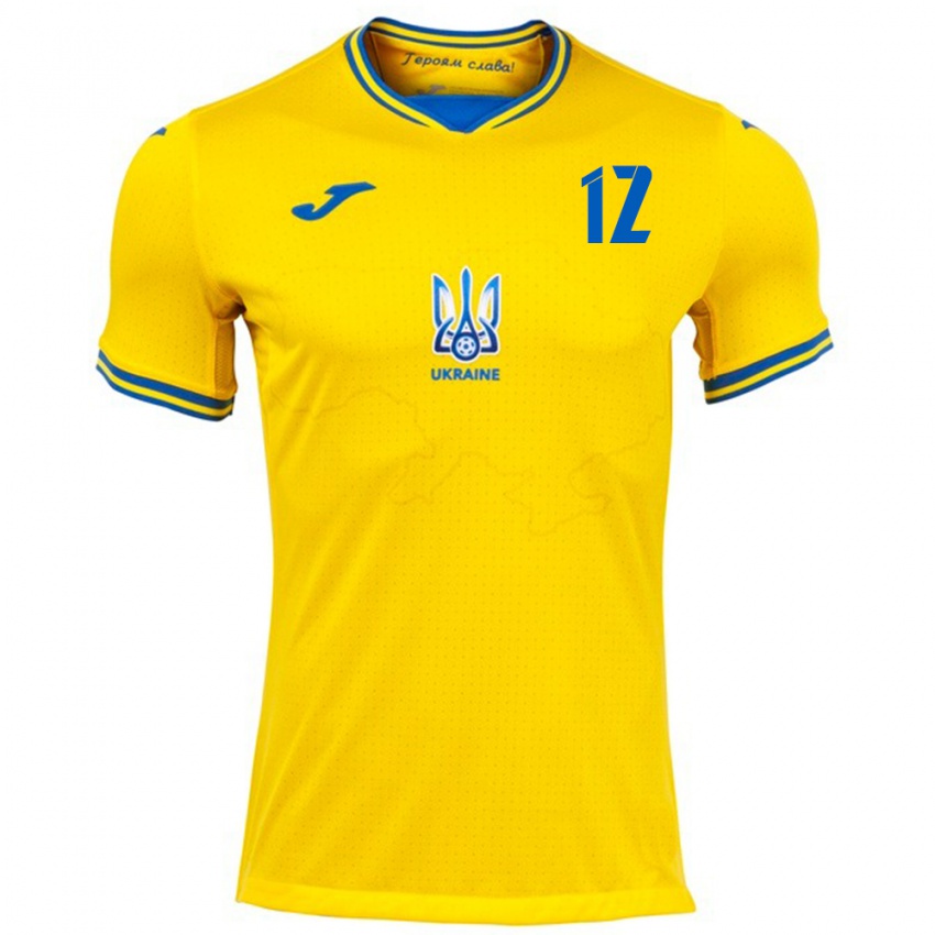 Damen Ukraine Yakiv Kinareykin #12 Gelb Heimtrikot Trikot 24-26 T-Shirt Schweiz