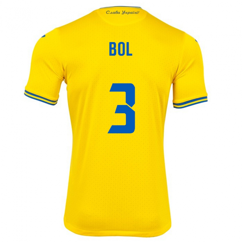Damen Ukraine Anton Bol #3 Gelb Heimtrikot Trikot 24-26 T-Shirt Schweiz