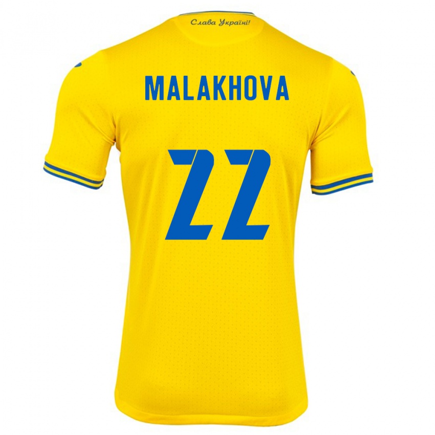 Damen Ukraine Yana Malakhova #22 Gelb Heimtrikot Trikot 24-26 T-Shirt Schweiz