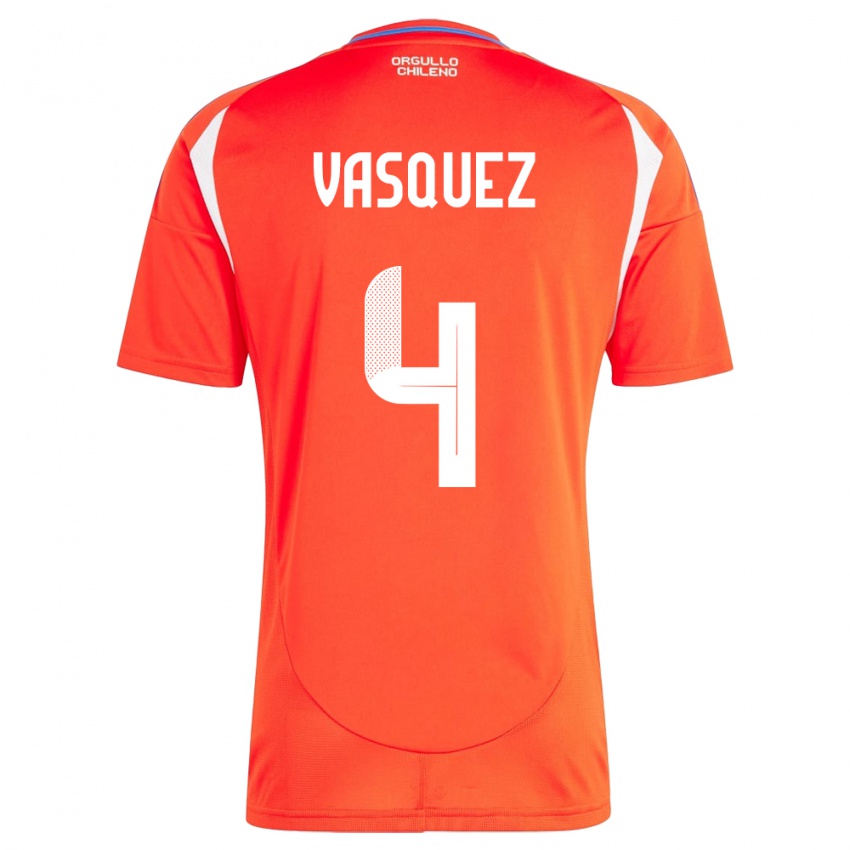 Damen Chile Matías Vásquez #4 Rot Heimtrikot Trikot 24-26 T-Shirt Schweiz