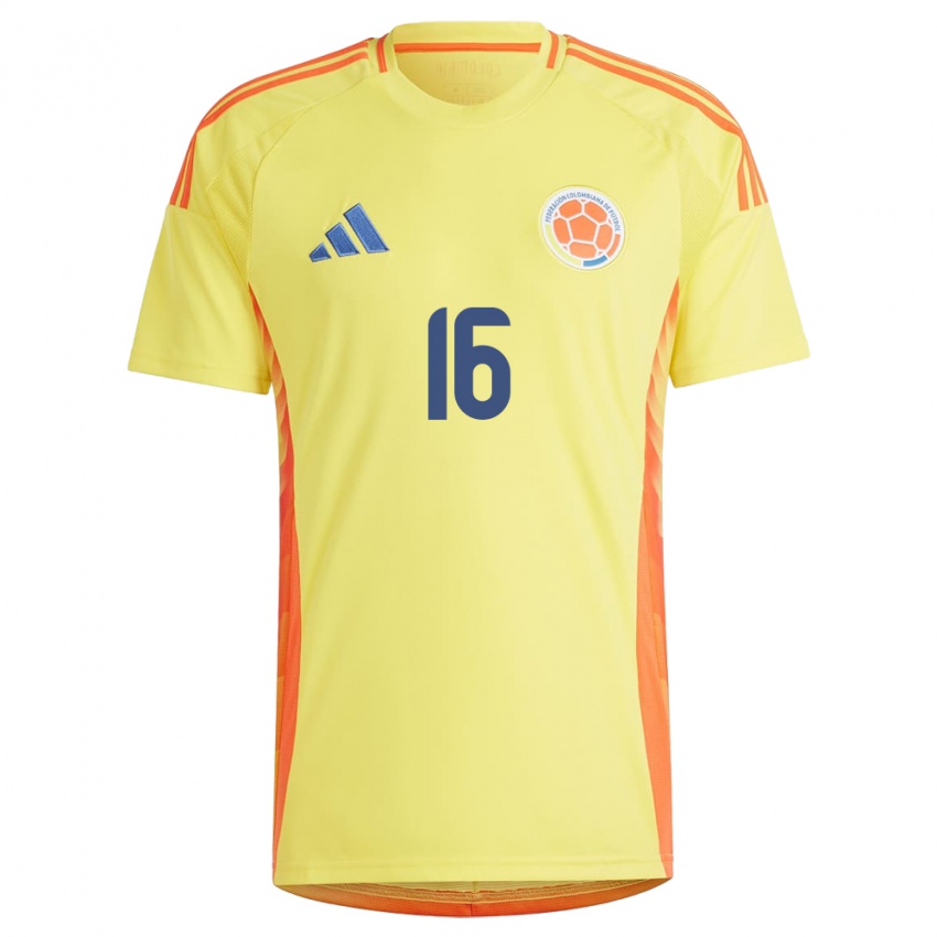 Damen Kolumbien Sara Kamila Córdoba #16 Gelb Heimtrikot Trikot 24-26 T-Shirt Schweiz