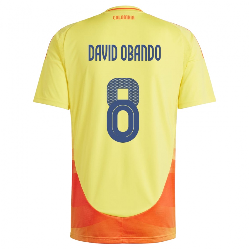 Damen Kolumbien Juan David Obando #8 Gelb Heimtrikot Trikot 24-26 T-Shirt Schweiz