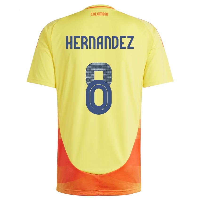 Damen Kolumbien Natalia Hernández #8 Gelb Heimtrikot Trikot 24-26 T-Shirt Schweiz