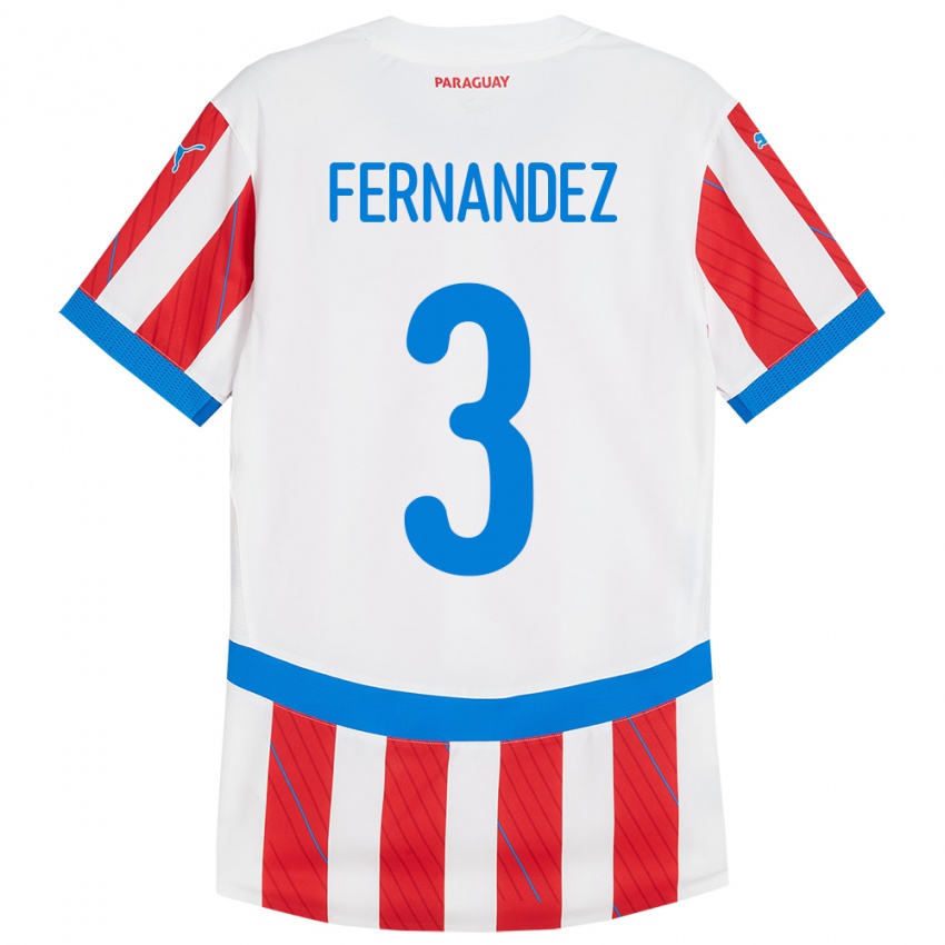 Damen Paraguay Roberto Fernández #3 Weiß Rot Heimtrikot Trikot 24-26 T-Shirt Schweiz