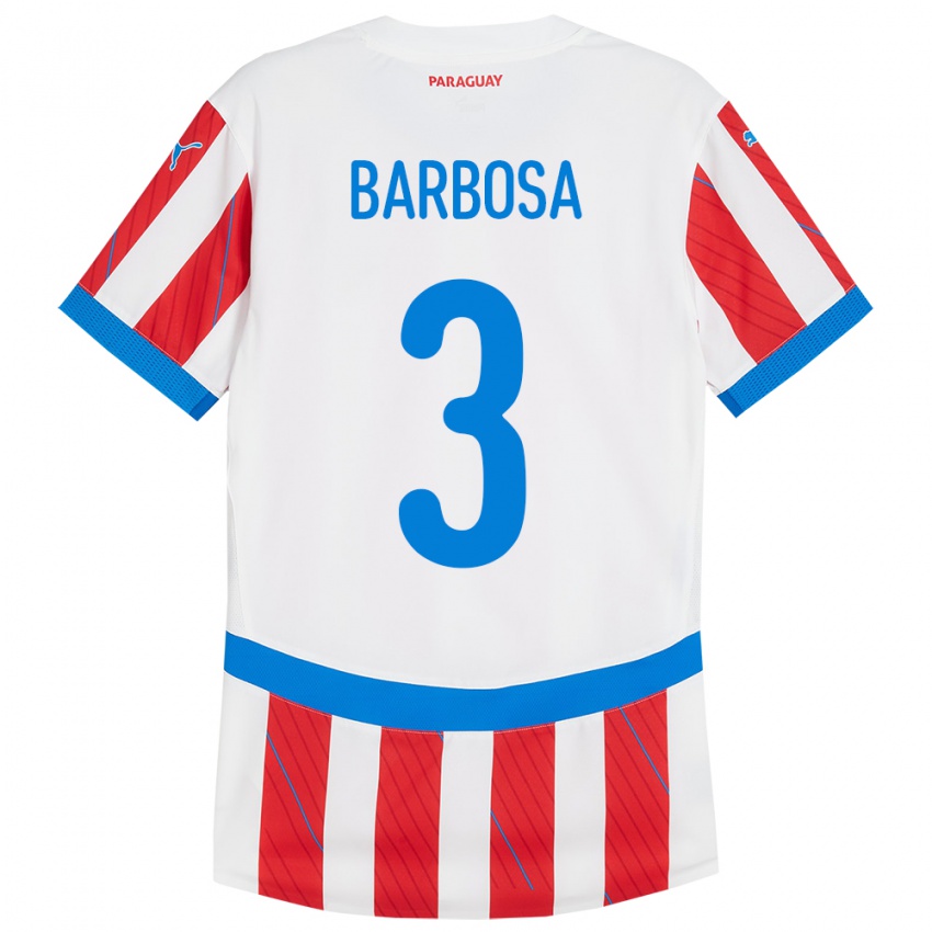 Damen Paraguay Camila Barbosa #3 Weiß Rot Heimtrikot Trikot 24-26 T-Shirt Schweiz